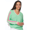 Stripe Sleeve V Neck